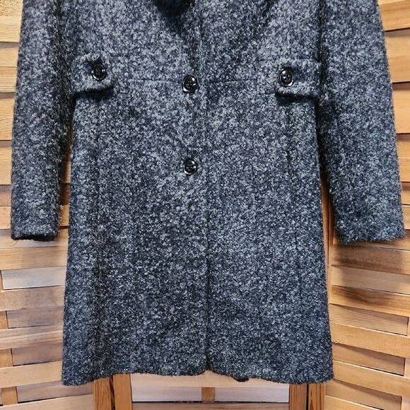 Anne Klein Dark Gray Trench Coat Women S Wool Polyester Jacket Warm Winter - Picture 11 of 11